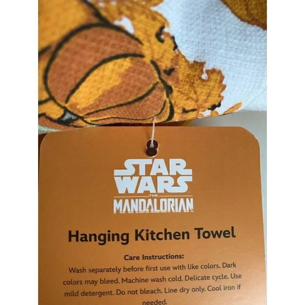 Disney Baby Yoda Grogu Pumpkin‎ Patch Fall Autumn Kitchen Hanging Towel NEW